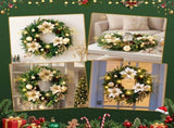 Jingle Jollys 60cm Pre-Lit Christmas Wreath LED Garlands Gold Flowers Pinecones Decor XM-C-WRE-FLW-2FT-GD-LED