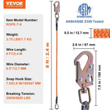 VEVOR Steel Core flipline, 1/2" x 8' Arborist Flipline, Flip Line for Tree Climbing with Alloy Steel V952-GSSTJJSGSS8YAA2N9V0