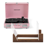 Crosley Cruiser Bluetooth Portable Turntable - Blush Pink Bundled Crosley Record Storage Display V398-CR8005ESS-BH4