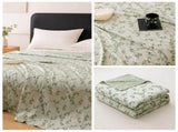Green Bamboo Fibre Summer Blanket - Vine Pattern Cooling Throw Blanket 150x200cm Lightweight V888-ELOSUNG54969-5