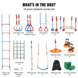 VEVOR Ninja Warrior Obstacle Course for Kids, 2 x 18.3 m Weatherproof Slacklines, 500lbs Weight V952-RZX602YC14J0XSOTOV0