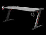 LED Gaming Desk Computer Table with Cup Holder Headphone Hook Cable Hole V63-840391