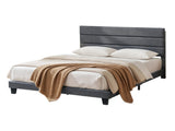 Artiss Queen Bed Frame Upholstered Platform Base with Geometric Headboard Charcoal Grey Linen Wood BFRAME-H-HUSH-Q-CA-AB