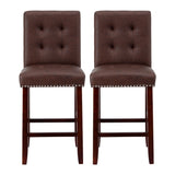 Artiss 2x Bar Stools Kitchen Dining Chairs Counter PU Leather Wooden Ada Brown UPHO-C-BAR-2501-BRX2