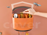Wall Mounted Chopsticks Holder Dust Prevention 3 Compartments Large Capacity Draining Utensil V1294-YM0626-3118230011313