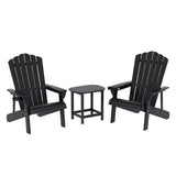 Gardeon Outdoor Table and Chairs HDPE Adirondack Beach Chair Sun Lounge Patio Furniture Garden Black FF-BEACH-3HE-BK