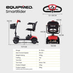 EQUIPMED Electric Mobility Scooter Portable Folding for Elderly Older Adult, SmartRider Black & Red V219-EQMOHC06A