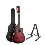 Alpha 34 Inch Classical Guitar Wooden Body Nylon String w/ Stand Beignner Red GUITAR-D-34-RED-CAPO