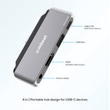 mbeat Elite Mini 4-In-1 USB-C Mobile Hub for iPad Pro, USB-C Tablet and Laptop V186-MB-UCD-P6