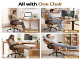 Artiss 2 Point Massage Office Chair Leather Mid Back Brown MOC-C-FZ40-2P-EP