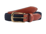 Dents Mens Elastic Stretch Belt Leather End Webbing - Navy V563-8-4053-NAVY-XL