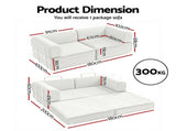 Artiss Convertible Folding Sofa Bed Pull Out Mattress Sleeper Couch Corduroy Beige SBED-E-FLD03-2S-BG-AB