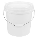 White HDPE Round Storage Bucket 1 Gallon Set for Food Storage and Kitchen Use V1369-AZ3-W-18895