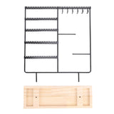 Jewelry Organizer Stand Metal Earring Holder Bracelet Necklace Display Rack with Wooden Base for V1294-YM0901-3117250138611