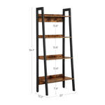 VASAGLE Ladder Shelf 4-Tier Home Office Bookshelf Metal Frame Industrial Rustic Brown and Black V227-9101402108471