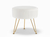 Artiss Ottoman Foot Stool Vanity Velvet Round White FS-B-02-VEL-WH