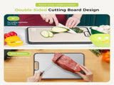 Dual-Sided Kitchen Cutting Boards with Titanium-Look & Textured PP Surfaces, Juice Groove, Grinding V1107-CS-THJZB