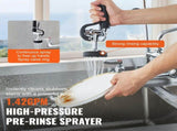 Commercial Faucet with Pre-Rinse Sprayer, 36" Height, 8" Center, 12" Swing Spout, Wall Mount Kitchen V952-BGSYCXSLTBGSR39MKV0