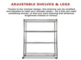 Modular Wire Storage 120x60cm Steel Shelving Chrome With Wheels For Garage Warehouse Or Kitchen V63-841341