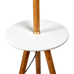 165cm Large Extendable Bamboo Tripod Floor Lamp Linen Shade Shelving V563-75132