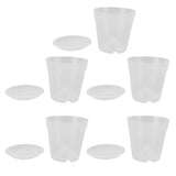5pcs Orchid Pots with Holes Saucers Indoor Clear Plastic Plant Pot Set Optimal Drainage for Home V1294-YM0901-3111240151312