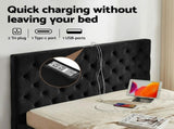 Artiss Queen Bed Frame Storage Charging Station Upholstered 3 Drawers USB Type-C BFRAME-G-LUNA-Q-BK-ABC