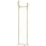 Gold Clothing Rack with Marble Base, Freestanding Modern Coat Rack with Hooks, Small Bedroom Garment V1369-AZ3-W-08823