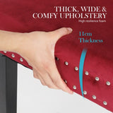 2X French Provincial Dining Chair Ring Studded Velvet Rubberwood Leg LISSE BORDEAUX RED V274-FT-VFC-1141-RD2