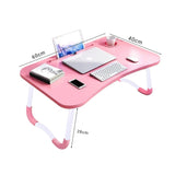 SOGA Pink Portable Bed Table Adjustable Folding Mini Desk Notebook Stand Card Slot Holder with BEDTABLEH302