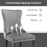 6x Velvet Upholstered Dining Chairs Tufted Wingback Side Chair with Studs Trim Solid Wood Legs for V226-SW8809GY-3