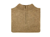 100% SHETLAND RAGG WOOL Half Zip Up Knit JUMPER Pullover Mens Sweater Knitted - Nutmeg - XL V563-SW-HZ-NUTMEG23-XL
