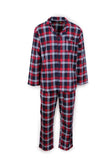 Mens Flannelette Pyjama Set Sleepwear Soft 100% Cotton PJs - Navy/Red - M V563-JSPJ4-24-90-M