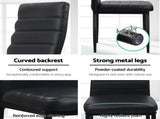 Artiss Dining Chairs Set of 4 Leather Channel Tufted Black DINING-B-C02-BK