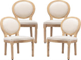AADEN 4x Linen Dining Chairs with Solid Wood Legs- Beige V226-SW1845BG-2