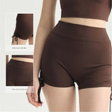 White Size L Women's Yoga Set - Square Neck Racerback Sports Bra with Built-in Pads and High Waist V888-ELOSUNG56382-3