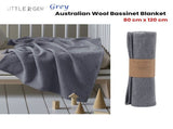 Little Gem Grey Australian Wool Bassinet Blanket 80 x 120 cm V442-HIN-BLANKET-AUSWOOLBASSINET-GREY-CT