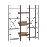 CARLA HOME 12 - Shelf Bookcase - Wood Metal Display Shelf - Brown - Rustic - Steel V178-36439