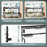 CARLA HOME Adjustable Over the Sink Dish Drying Rack with Utensil Holder, Hooks & Cutting Board Rack LSB-36206