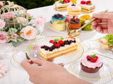 100 Pack Clear Gold Plastic Dessert Plates, 6Inch Clear Gold Small Appetizer Plates With Hammered, V1258-DP02-WO-486