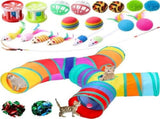 22pcs Cat Kitten Toys Set with 2 Collapsible Cat Tunnel and 20 Interactive Kitty Feather Toy,Fluffy V1369-AZ3-W-22249
