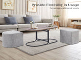 3 Piece Set Coffee Table & Ottoman Wood Side End Table Industrial - CREAM GREY V274-FT-ST03-CR