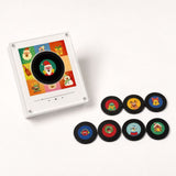 Magnetic Fridge Vinyl Music Box Christmas, Rotating Mini Record Player with 9 NFC Music Discs, LED V1192-AZ-W-34209