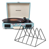 Crosley Cruiser Bluetooth Portable Turntable - Turquoise Gadhouse Vinyl Rack Bundle - Black V398-CR8005FVR-TU4