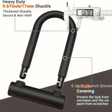 Heavy-Duty Silicone U-Lock 17mm Alloy Steel Shackle, Anti-Cut & Anti-Saw, Double-Open Locking, V1232-UXS-ZXC-001