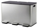 Toque Pedal Rubbish Bin Kitchen Trash Can Stainless Steel 3 x 18L Waterproof KT1050-SL-AU