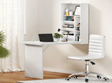Artiss Computer Desk Office Chair Set PU Leather Wall Mount Foldable Table White DESK-WALL-REPL-WH