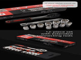 12 Piece 1/2 Inch Drive Ratchet and Metric Socket Wrench Set Heavy Duty Mechanics Tool Kit for V888-ELOSUNG44517
