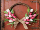 Flower Wreath Front Door Easter Wreath Fadeproof Artificial Spring Wreath for Indoor Outdoor Home V1294-YM0901-3115250115611