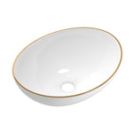 Cefito Bathroom Basin Ceramic Vanity Sink Hand Wash Bowl Gold Line 41x34cm CB-410-WH-GD