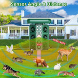 Green Solar Powered Ultrasonic Animal Repeller - Multi-Frequency Pest Deterrent with Motion Sensor, V888-ELOSUNG27650